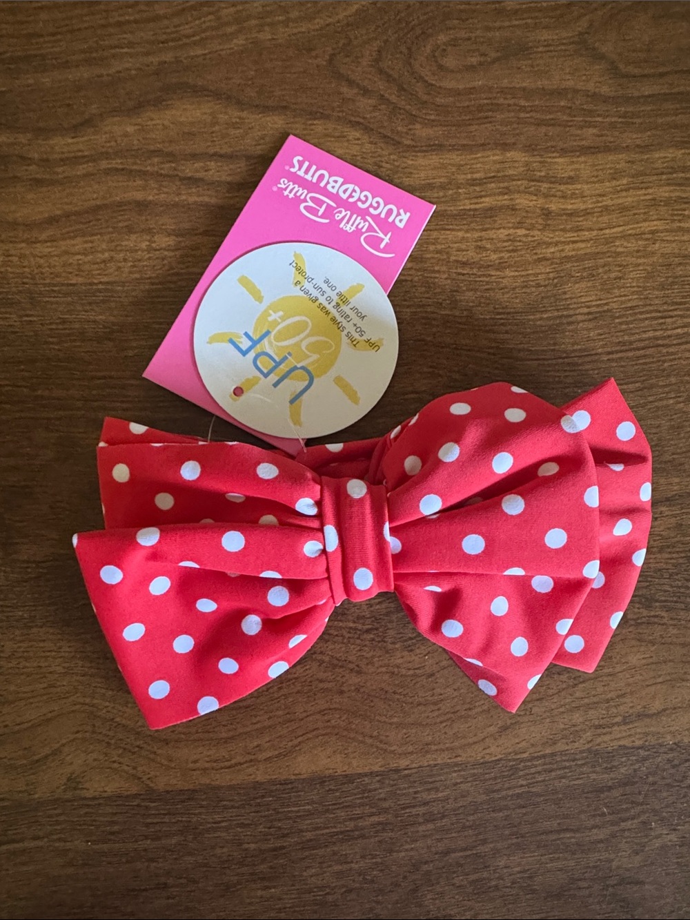 NWT Ruffle Butts Red Polka Dot Swim Bow Headband